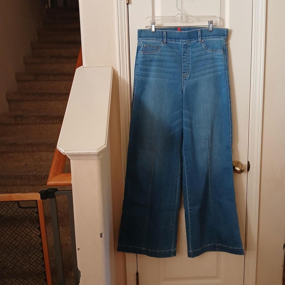 Spanx Seamed Front Wide Leg Jeans Vintage Indigo XL Tall Capsule Wardrobe Staple